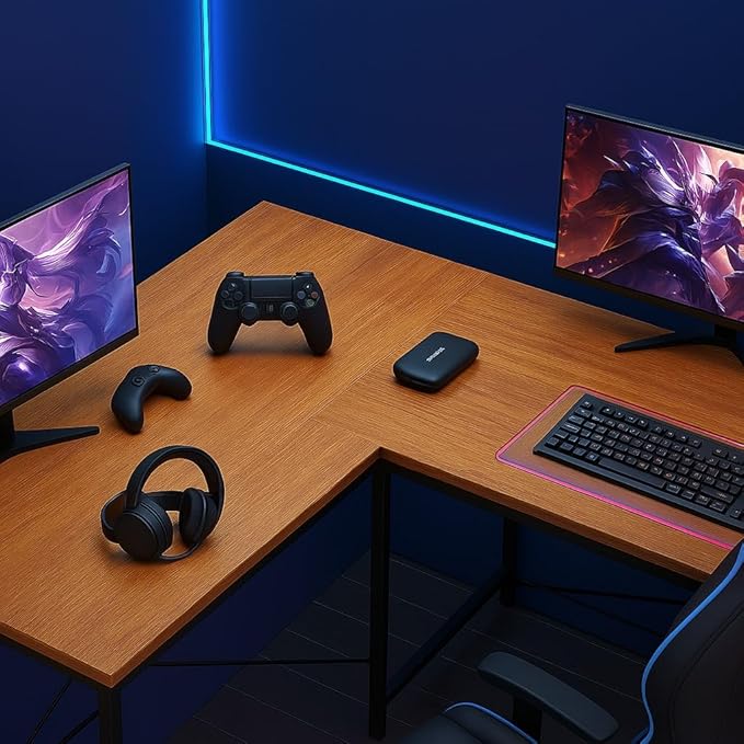 Callas L Shaped Computer Desk - Gaming Corner 50 Inch PC White Writing Study Student Table with Wooden Desktop CPU Stand for Home Office Room Small Space, (Walnut, ST22)