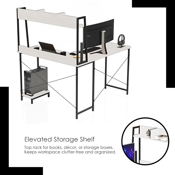 Callas Computer Desk Home/Office Desk | Writing Study Desk | Laptop Table | Modern Simple Desk | Small Desks for Small Spaces | Sturdy Desk for Home, Office, Bedroom, Living Room (White, ST-23)