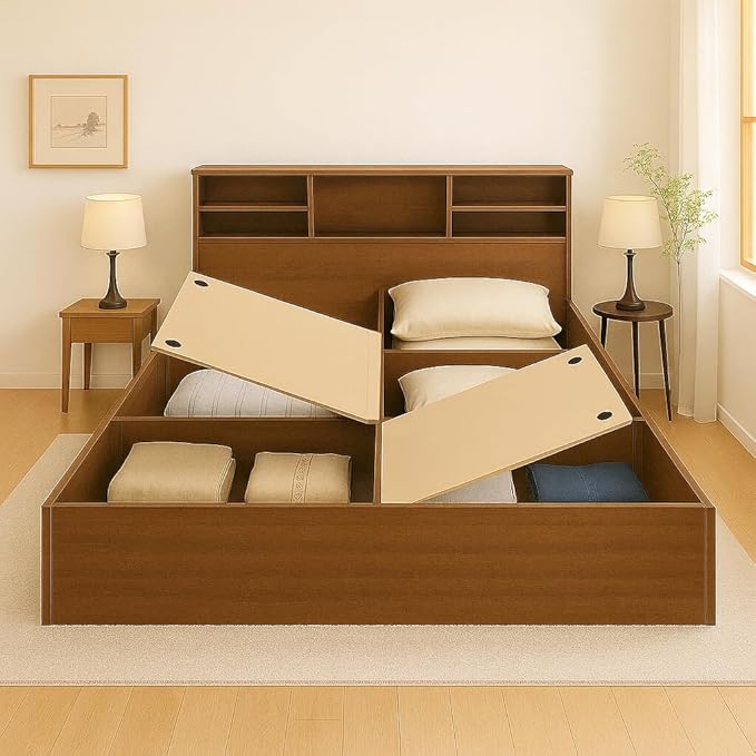 Callas Trinity Queen Size Bed Engineered Wood Modern Design with Headboard | Elegant Finish | Durable Structure (Trinity Walnut, Queen Bed)
