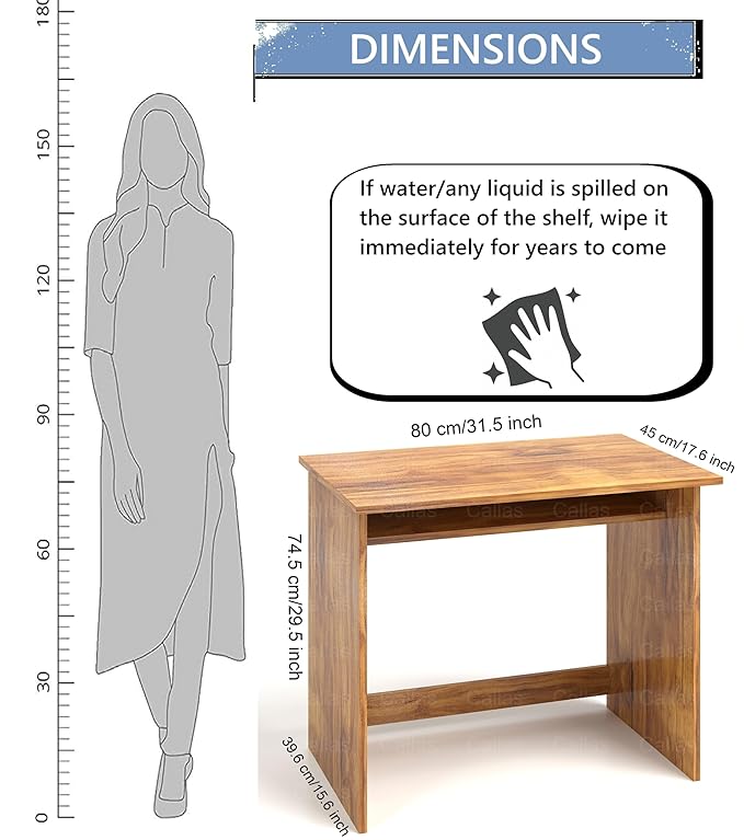 Callas Computer Desk Home/Office Desk | Writing Study Desk | Laptop Table | Modern Simple Desk | Small Desks for Small Spaces | Sturdy Desk for Home, Office, Bedroom, Living Room (ST-02-Brown)