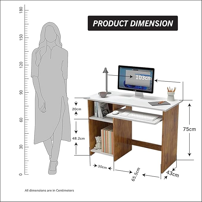 Callas Wooden Study Table with Hutch & Bottom Storage, Office Work Desk for Laptop Study Computer Table for Home (ST-04-Walnut)