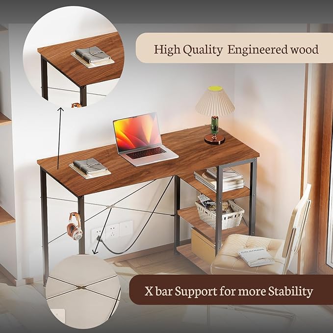 Callas Computer Desk Home/Office Desk | Writing Study Desk | Laptop Table | Modern Simple Desk | Small Desks for Small Spaces | Sturdy Desk for Home, Office, Bedroom, Living Room (Walnut, ST-24)