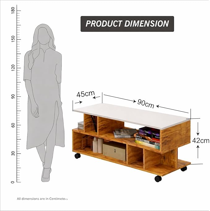 Callas Coffee Table with Multi-Purpose Storage, Wood, Walnut and Natural Finish,Modern Style (Walnut, CT-22-Wheel)