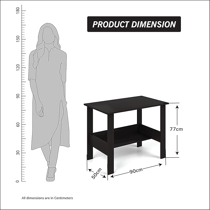 Callas Engineered Wooden Computer Desk for Home Office | Compact Laptop & Study Table | Small Writing Desk for Bedroom, Living Room (ST-09-Black)