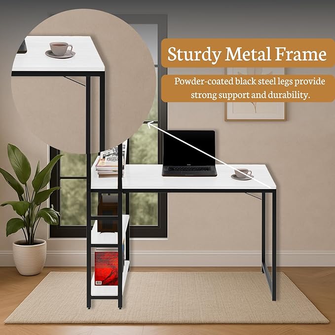 Callas Computer Desk Home/Office Desk | Writing Study Desk | Laptop Table | Modern Simple Desk | Small Desks for Small Spaces | Sturdy Desk for Home, Office, Bedroom, Living Room (White, ST-20)