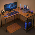 Callas L Shaped Computer Desk - Gaming Corner 50 Inch PC White Writing Study Student Table with Wooden Desktop CPU Stand for Home Office Room Small Space, (Walnut, ST22)