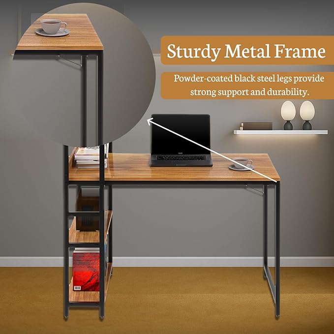 Callas Computer Desk Home/Office Desk | Writing Study Desk | Laptop Table | Modern Simple Desk | Small Desks for Small Spaces | Sturdy Desk for Home, Office, Bedroom, Living Room (Walnut, ST-20)