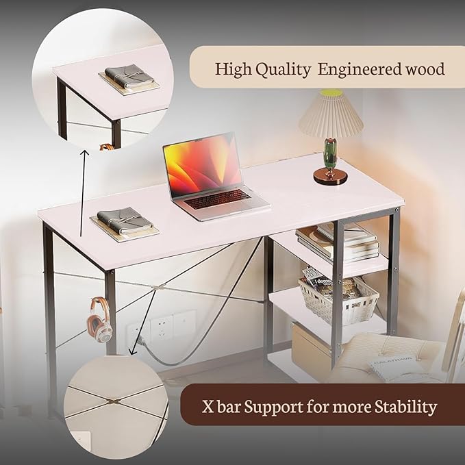 Callas Computer Desk Home/Office Desk | Writing Study Desk | Laptop Table | Modern Simple Desk | Small Desks for Small Spaces | Sturdy Desk for Home, Office, Bedroom, Living Room (White, ST-24)