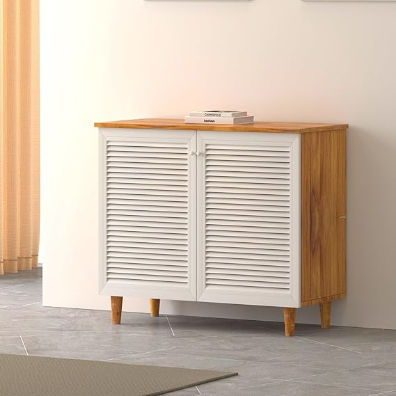Callas Wooden Shoe Rack for Home | Multipurpose Cabinet for Shoes & Storage | Engineered Wood Shoe Stand for Entryway, Hallway, Bedroom (White, SR-08)