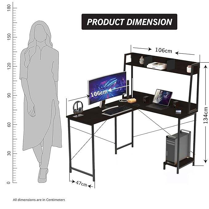 Callas Computer Desk Home/Office Desk | Writing Study Desk | Laptop Table | Modern Simple Desk | Small Desks for Small Spaces | Sturdy Desk for Home, Office, Bedroom, Living Room (Black, ST-23)