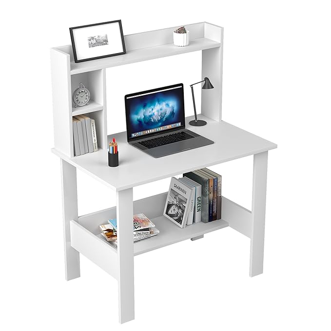 Callas Computer Desk Home/Office Desk | Writing Study Desk | Laptop Table | Modern Simple Desk | Small Desks for Small Spaces | Sturdy Desk for Home, Office, Bedroom, Living Room (ST-40-White)