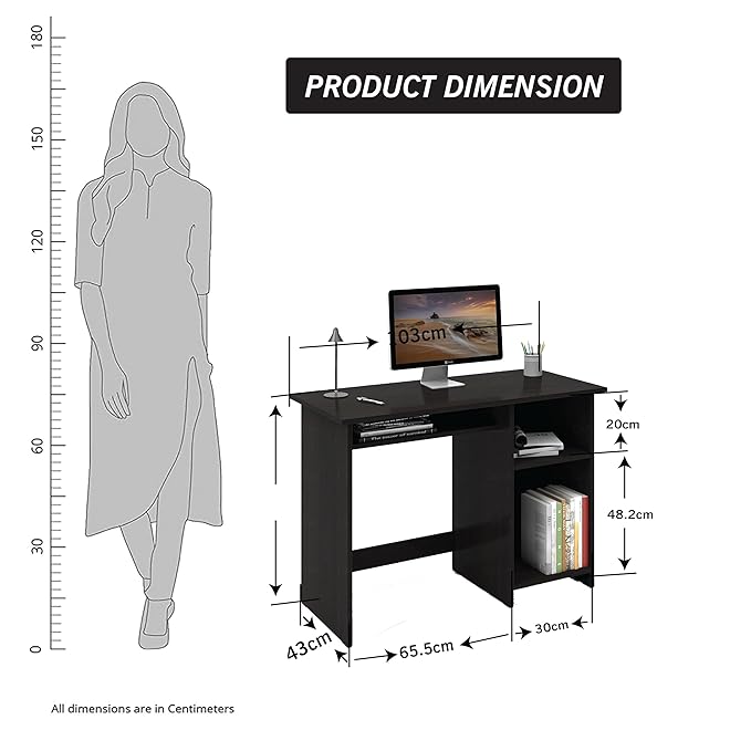 Callas Computer Desk with Keyboard Tray – Modern Small Writing & Laptop Table for Home Office, Bedroom, or Living Room – Space-Saving & Sturdy Design Table (ST-03-Black)