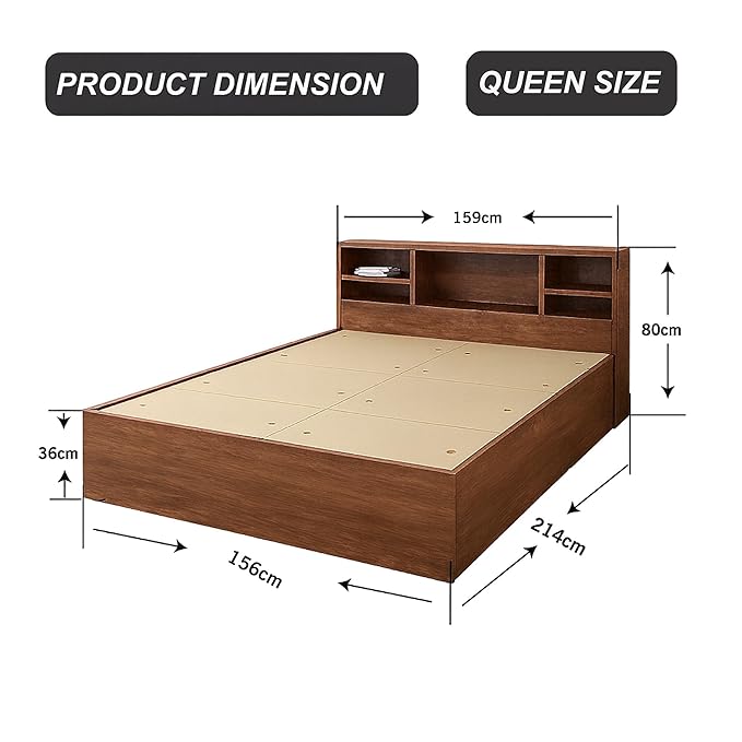 Callas Trinity Queen Size Bed Engineered Wood Modern Design with Headboard | Elegant Finish | Durable Structure (Trinity Walnut, Queen Bed)
