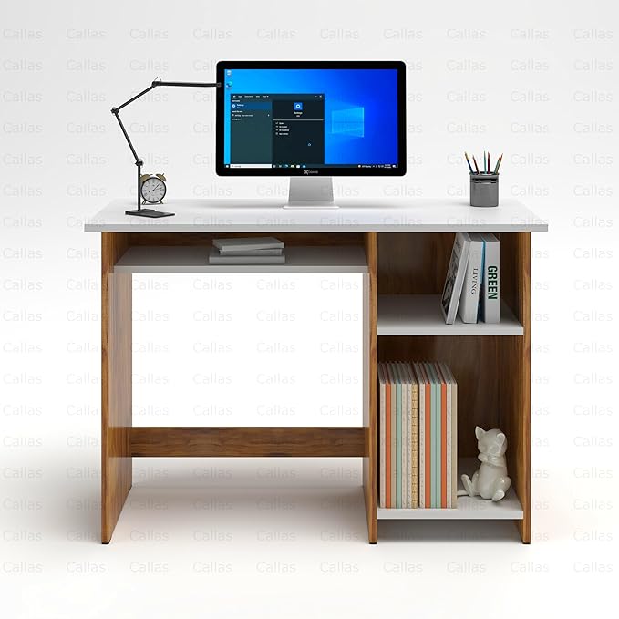 Callas Computer Desk Home/Office Desk | Writing Study Desk | Laptop Table | Modern Simple Desk | Small Desks for Small Spaces | Sturdy Desk for Home, Office, Bedroom, Living Room (ST-03-Brown)