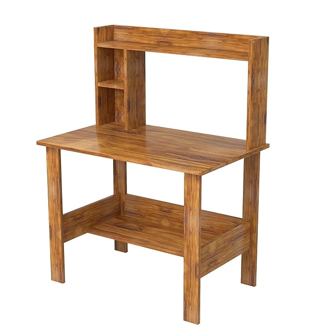 Callas Engineered Wood Study Table with Hutch & Bottom Storage | Computer, Laptop & Office Desk with Extra Storage for Home, Study & Workstation ( ST-40, Walnut)