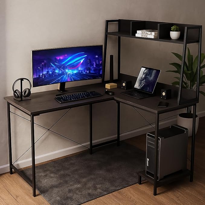 Callas Computer Desk Home/Office Desk | Writing Study Desk | Laptop Table | Modern Simple Desk | Small Desks for Small Spaces | Sturdy Desk for Home, Office, Bedroom, Living Room (Black, ST-23)