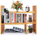 Callas Adjustable Wood Desktop Storage Organizer Display Shelf Rack | Spice Rack | Counter Top Bookcase Book Shelf | Home Décor Display & Storage Rack Cabinet Unit | Parent (BS-1-Black)