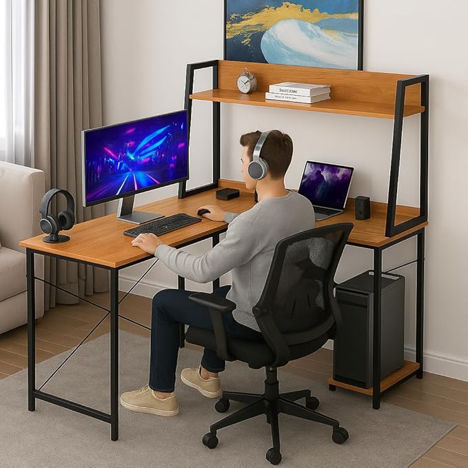 Callas Computer Desk Home/Office Desk | Writing Study Desk | Laptop Table | Modern Simple Desk | Small Desks for Small Spaces | Sturdy Desk for Home, Office, Bedroom, Living Room (Walnut, ST-23)