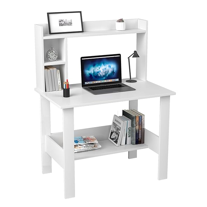 Callas Computer Desk Home/Office Desk | Writing Study Desk | Laptop Table | Modern Simple Desk | Small Desks for Small Spaces | Sturdy Desk for Home, Office, Bedroom, Living Room (ST-40-White)