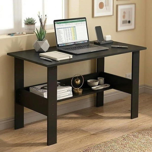 Callas Engineered Wooden Computer Desk for Home Office | Compact Laptop & Study Table | Small Writing Desk for Bedroom, Living Room (ST-09-Black)