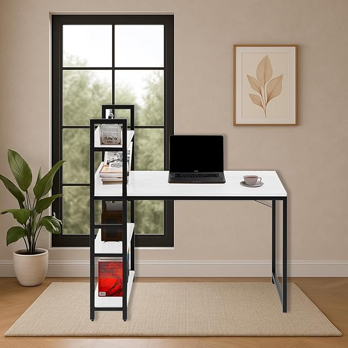 Callas Computer Desk Home/Office Desk | Writing Study Desk | Laptop Table | Modern Simple Desk | Small Desks for Small Spaces | Sturdy Desk for Home, Office, Bedroom, Living Room (White, ST-20)