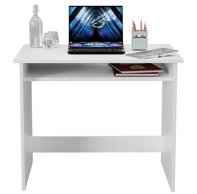 Callas Computer Desk Home/Office Desk | Writing Study Desk | Laptop Table | Modern Simple Desk | Small Desks for Small Spaces | Sturdy Desk for Home, Office, Bedroom, Living Room (ST-02-White)