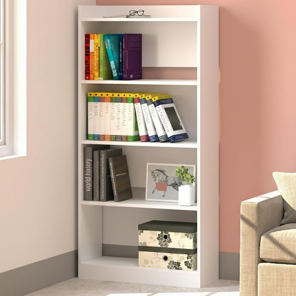 Callas Bookshelf for Home - 5 Tier Books Rack for Study Room Multipurpose Open Shelf for Home, Office, School Engineered Wood Book Organizer Shelf (White, BR-23, 5)