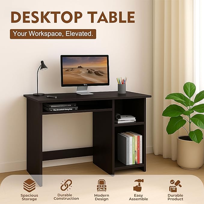 Callas Computer Desk Home/Office Desk | Writing Study Desk | Laptop Table | Modern Simple Desk | Small Desks for Small Spaces | Sturdy Desk for Home, Office, Bedroom, Living Room (ST-03-Black)