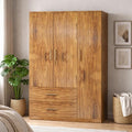 Callas Estoria 3 Door Wooden Wardrobe with 2 Large Drawers | Spacious Hanging Section | Multi-Utility Side Shelves | Engineered Wood Almirah for Bedroom (Walnut, Estoria-3)