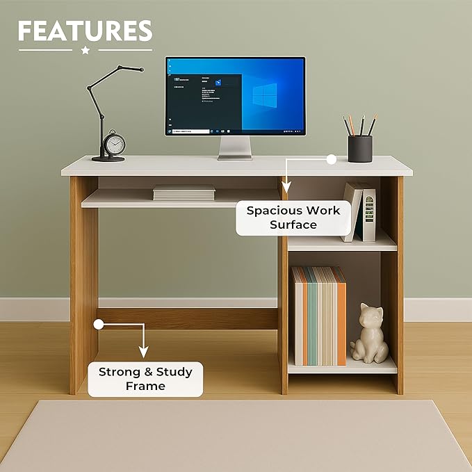 Callas Computer Desk Home/Office Desk | Writing Study Desk | Laptop Table | Modern Simple Desk | Small Desks for Small Spaces | Sturdy Desk for Home, Office, Bedroom, Living Room (ST-03-Brown)