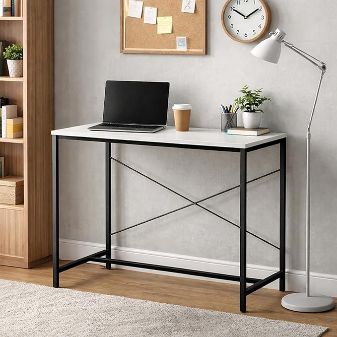 Callas Laminated Study Table | Computer Table for Home | Office Table | Desktop and Laptop Table | Office Desk (White, ST-10)