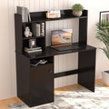 Callas Wooden Study Table with Hutch & Bottom Storage, Office Work Desk for Laptop Study Computer Table for Home Black. (Black, ST-05)