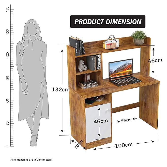 Callas Wooden Study Table with Hutch & Bottom Storage, Office Work Desk for Laptop Study Computer Table for Home (Walnut, ST-05))