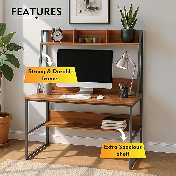 Callas Computer Desk Home/Office Desk | Writing Study Desk | Laptop Table | Modern Simple Desk | Small Desks for Small Spaces | Sturdy Desk for Home, Office, Bedroom, Living Room (Walnut, ST-21)