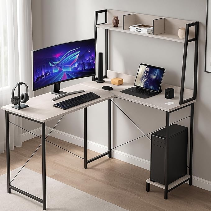 Callas Computer Desk Home/Office Desk | Writing Study Desk | Laptop Table | Modern Simple Desk | Small Desks for Small Spaces | Sturdy Desk for Home, Office, Bedroom, Living Room (White, ST-23)