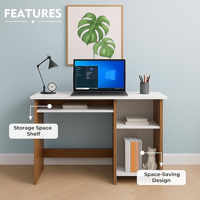 Callas Computer Desk Home/Office Desk | Writing Study Desk | Laptop Table | Modern Simple Desk | Small Desks for Small Spaces | Sturdy Desk for Home, Office, Bedroom, Living Room (ST-03-Brown)