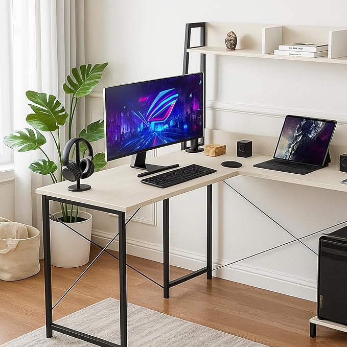 Callas Computer Desk Home/Office Desk | Writing Study Desk | Laptop Table | Modern Simple Desk | Small Desks for Small Spaces | Sturdy Desk for Home, Office, Bedroom, Living Room (White, ST-23)