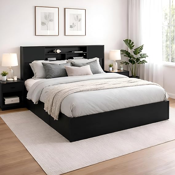 Callas Estoria Engineered Wood King Size Bed with Storage (Walnut, King with Storage)