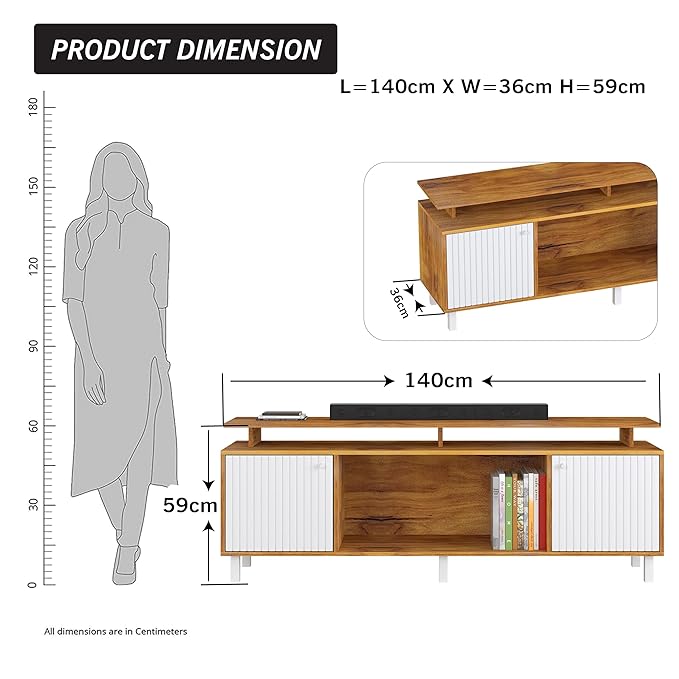 Callas Engineered Wood TV Entertainment Unit for Living Room | Modern TV Cabinet with Shelves & Storage | Set Top Box Stand & Display Unit (Walnut, TV-22)