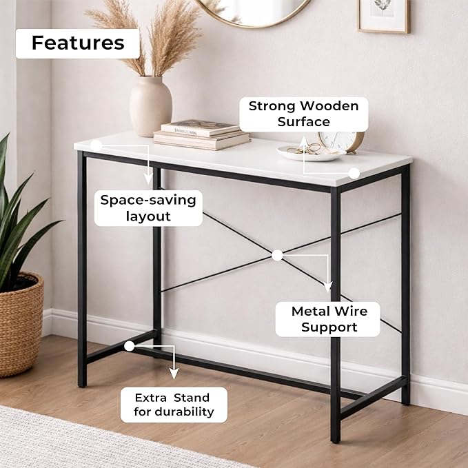 Callas Laminated Study Table | Computer Table for Home | Office Table | Desktop and Laptop Table | Office Desk (White, ST-10)