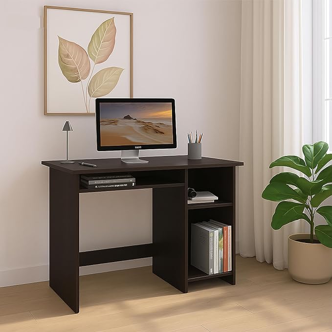 Callas Computer Desk with Keyboard Tray – Modern Small Writing & Laptop Table for Home Office, Bedroom, or Living Room – Space-Saving & Sturdy Design Table (ST-03-Black)