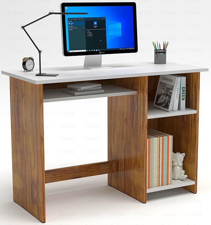 Callas Computer Desk Home/Office Desk | Writing Study Desk | Laptop Table | Modern Simple Desk | Small Desks for Small Spaces | Sturdy Desk for Home, Office, Bedroom, Living Room (ST-03-Brown)