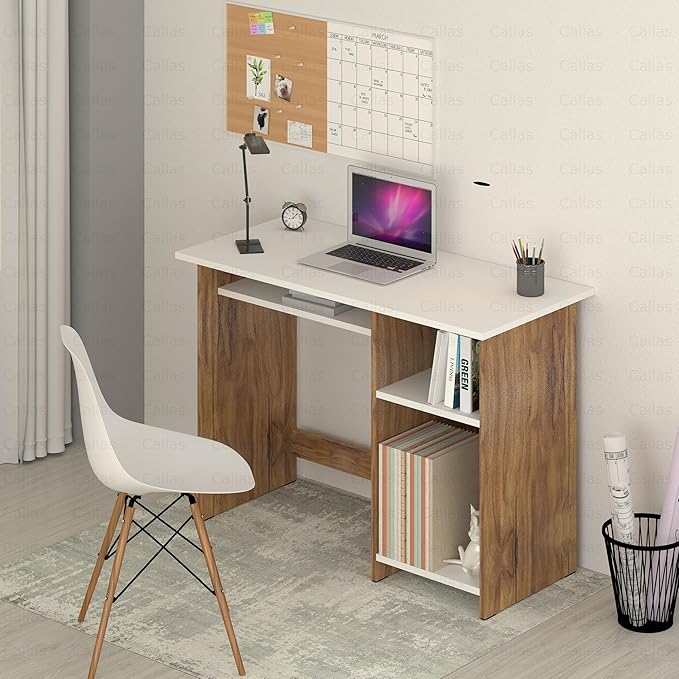 Callas Computer Desk Home/Office Desk | Writing Study Desk | Laptop Table | Modern Simple Desk | Small Desks for Small Spaces | Sturdy Desk for Home, Office, Bedroom, Living Room (ST-03-Brown)
