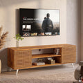 Callas TV Stand Rattan Door - Engineered Wood TV Showcase with Foot Pad Entertainment Console Shelf Storage for Set Top Box, Decor