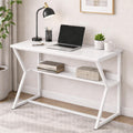 Callas DeskLite ST-31 Engineered Wood Study Table with Open Storage Shelf and Space-Saving Metal Frame for Home Office, Bedroom and Living Room, 120L x 59W x 75H cm - White