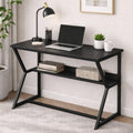 Callas DeskNest ST-30 Engineered Wood Study Table with Open Storage Shelf and Space-Saving Metal Frame for Home Office, Bedroom and Living Room, 120L x 59W x 75H cm - Black