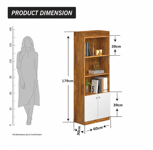 Callas BR-22 Wooden Bookshelf with Display Unit Cabinet | Engineered Wood Bookcase for Living Room, Bedroom, Office | 1 Year Warranty with Free Installation