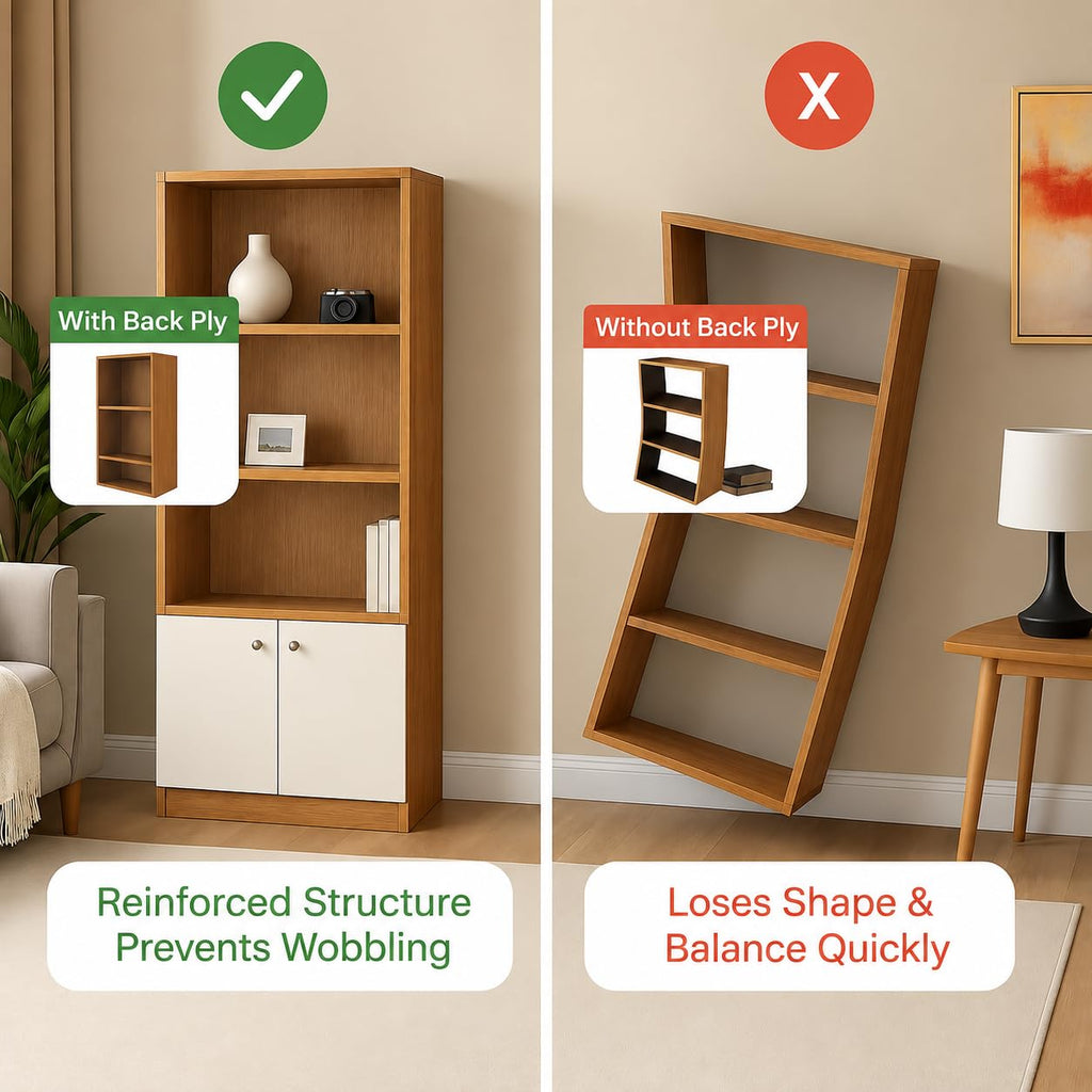 Callas BR-22 Wooden Bookshelf with Display Unit Cabinet | Engineered Wood Bookcase for Living Room, Bedroom, Office | 1 Year Warranty with Free Installation