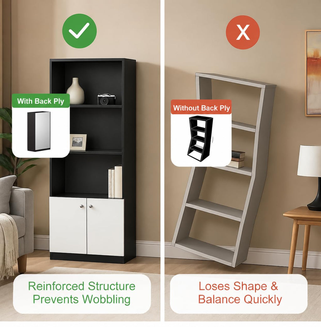 Callas BR-22 Wooden Bookshelf with Display Unit Cabinet | Engineered Wood Bookcase for Living Room, Bedroom, Office | 1 Year Warranty with Free Installation